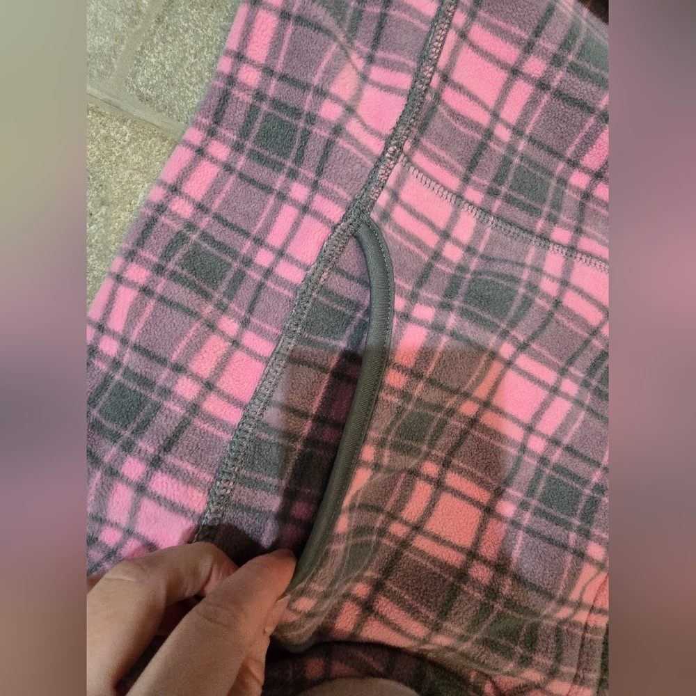 Plaid Pink and Gray Women's Jacket Fleece Warm Soft Mock Neck L XL - Picture 4 of 9